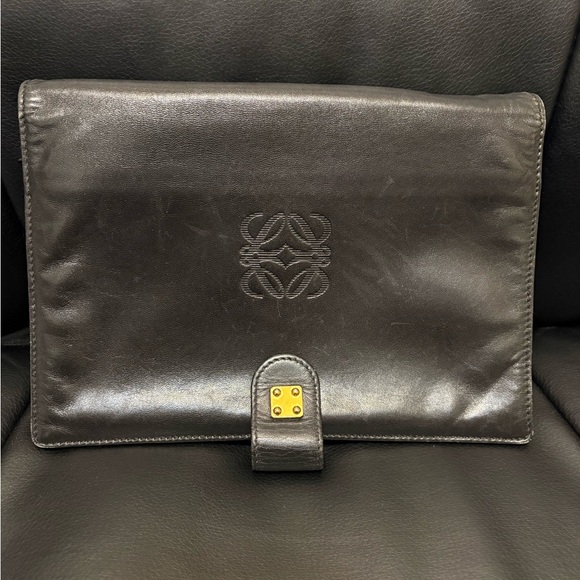 Loewe Black Leather Clutch/wristlet Bag Vintage - Picture 1 of 9